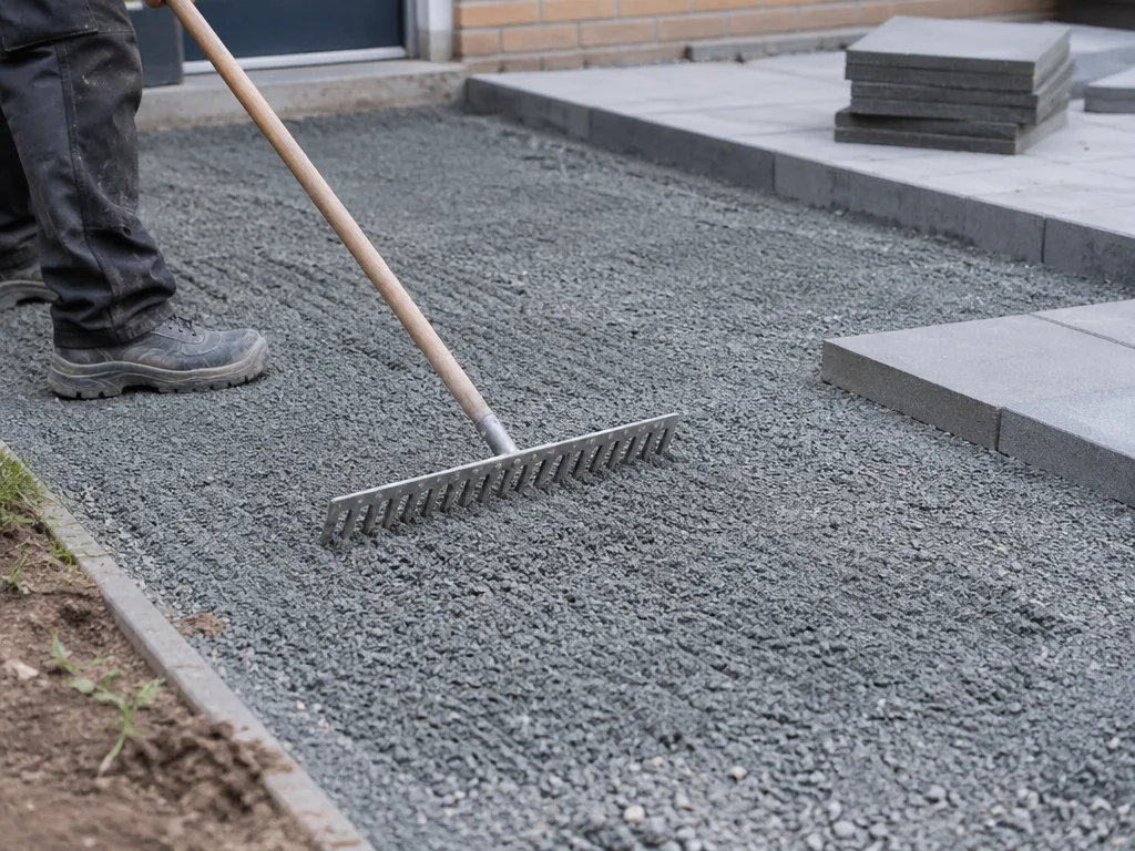 Отсев разравнивают под тротуарную плитку